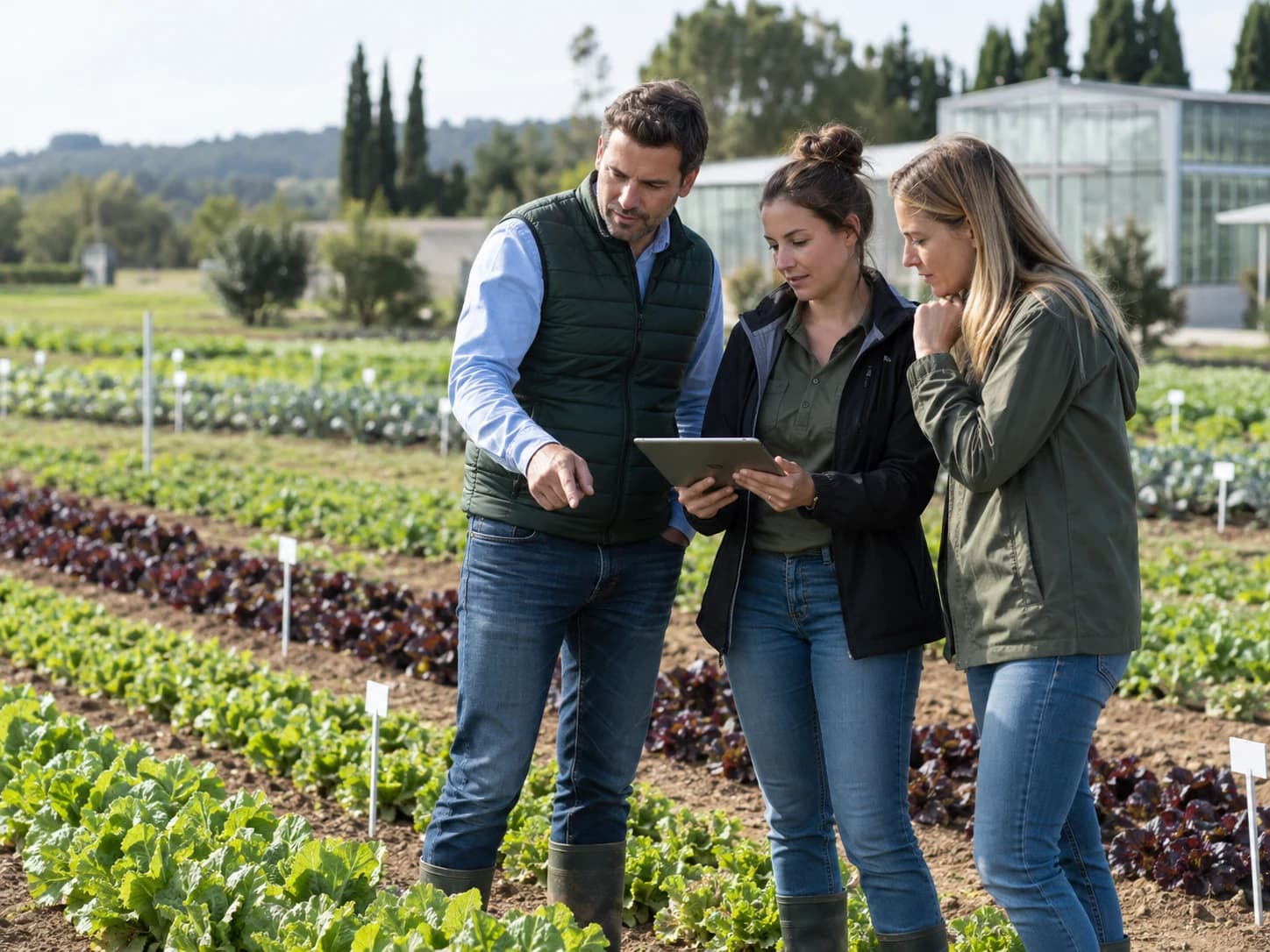 Commercial, agronomy and digital team reviewing a farmer engagement programme at a demonstration field