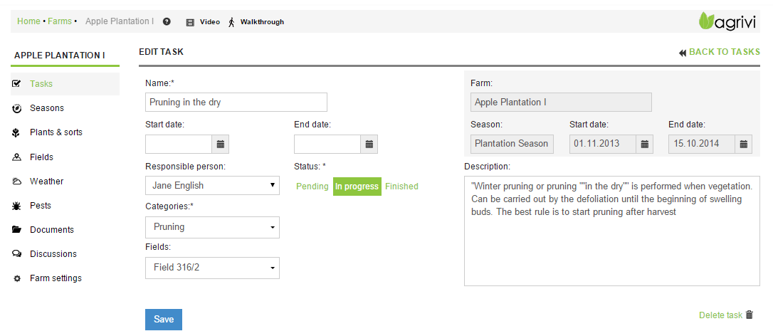 Task Editing in AGRIVI