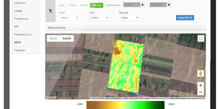 AGRIVI app showing farm insights 