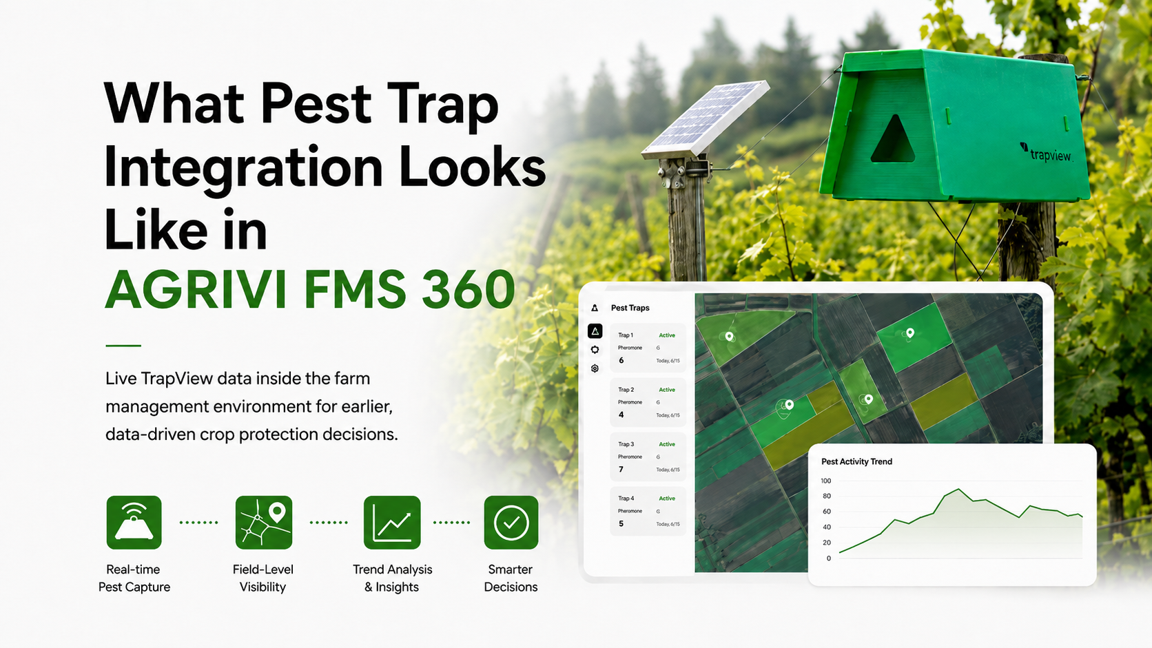 Pest trap integration connects live TrapView data to your farm management platform for faster, data-driven crop protection decisions.