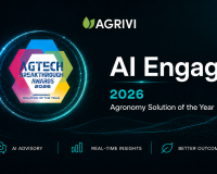 AGRIVI AI Engage 2026 Agronomy Solution of the Year award announcement with the AgTech Breakthrough badge.